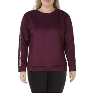NWT Nicole Miller Sport Women Scuba Stripe Long Sleeve Sweatshirts Purple Large